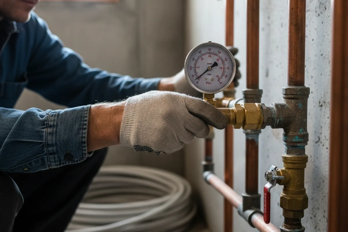 Pressure testing a repaired line during Water Line Repair in Maypearl